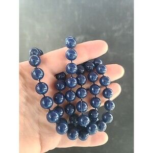 Blue Plastic Beaded Necklace, Vintage Costume Jewelry